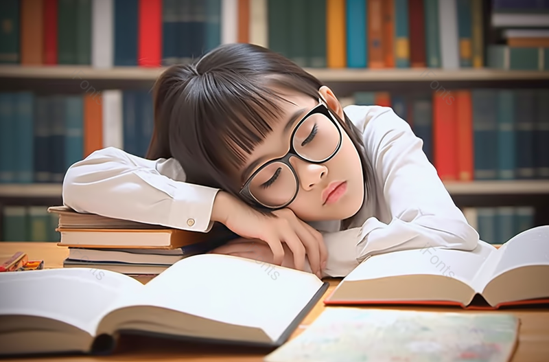 疲劳的中学生趴在桌子上睡觉,高清,摄影图,摄影图片,图片大全,摄影图免费下载